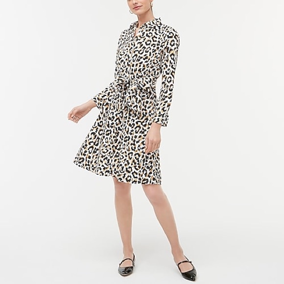 J. Crew Dresses & Skirts - NWT J.Crew Leopard Print Tie Waist Shirtdress